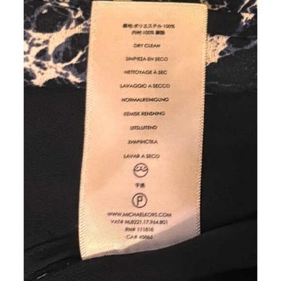 Michael Kors MSRP $168 White Blue Shift Dress Open Shoulder Ruched Sleeves XL - Picture 6 of 9